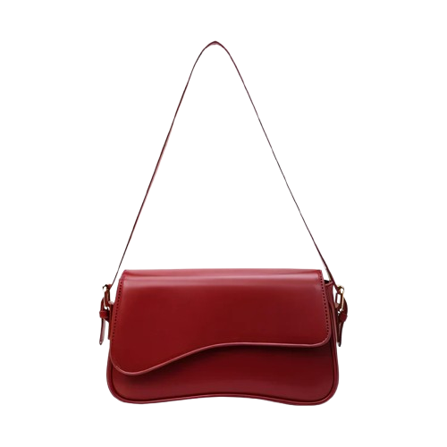 Brown Wave Flap Leather Shoulder Bag – Elegant Minimalist Design