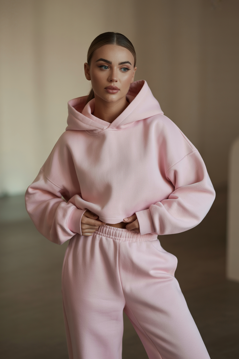 Cropped Hoodie & Jogger Set in Mocha Brown | Cozy Streetwear