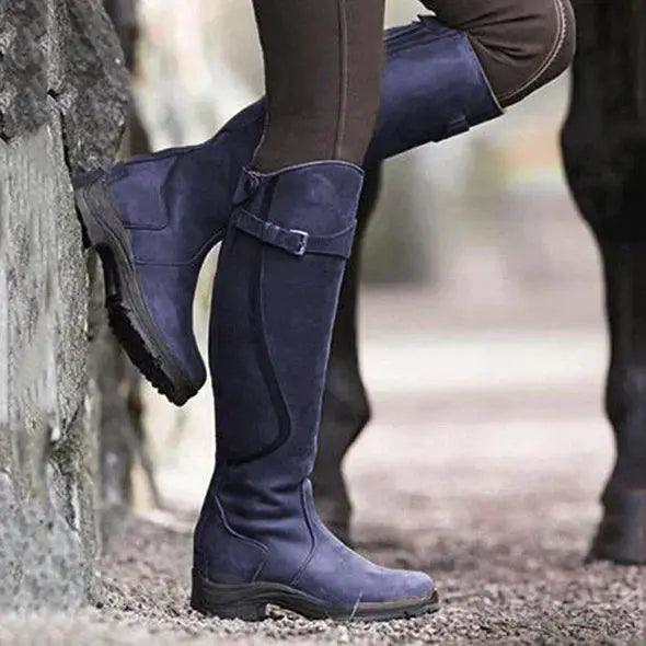Women's Waterproof Outdoor Riding Boots – Tall Leather Country Boots with Grip Sole Nuvella-Lane