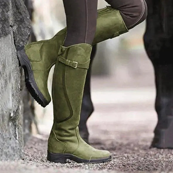 Women's Waterproof Outdoor Riding Boots – Tall Leather Country Boots with Grip Sole Nuvella-Lane
